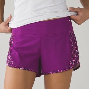 Lululemon Real Quick Short Regal Plum Paradise Camo Multi Size 10 Running Shorts